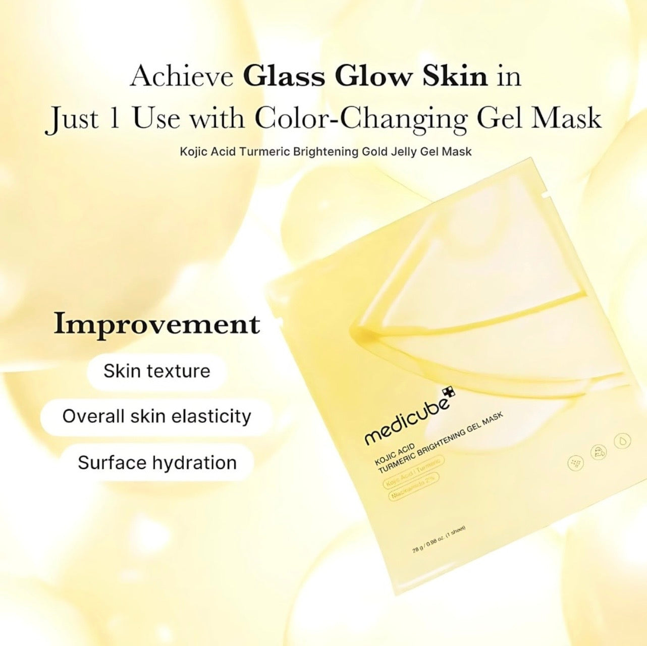 Medicube Kojic Acid Turmeric Brightening Gel Mask 28g (4pcs) – Dark Spot Correcting & Radiance‑Boosting Gel Sheet Mask (UK Stock)