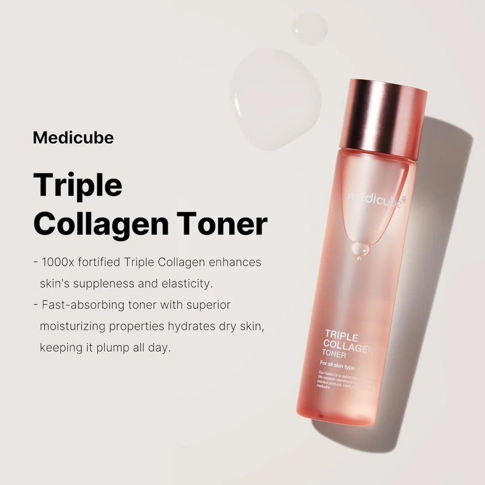 Medicube Triple Collagen Toner 4.0 – Firming, Hydrating Anti‑Aging Toner for Plump, Elastic Skin 140ml (UK Stock)